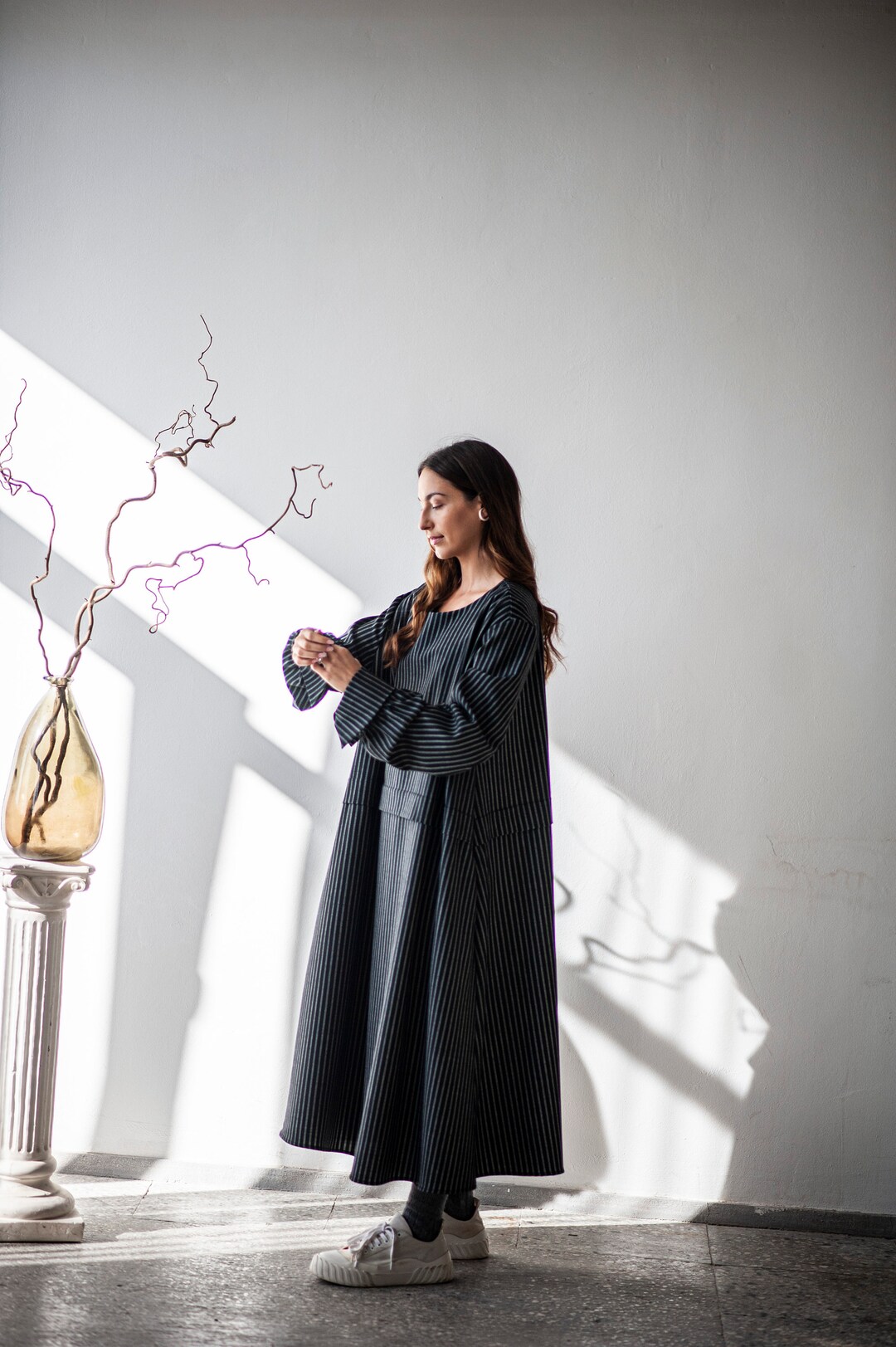 Elegant Long Woolen Dress Women