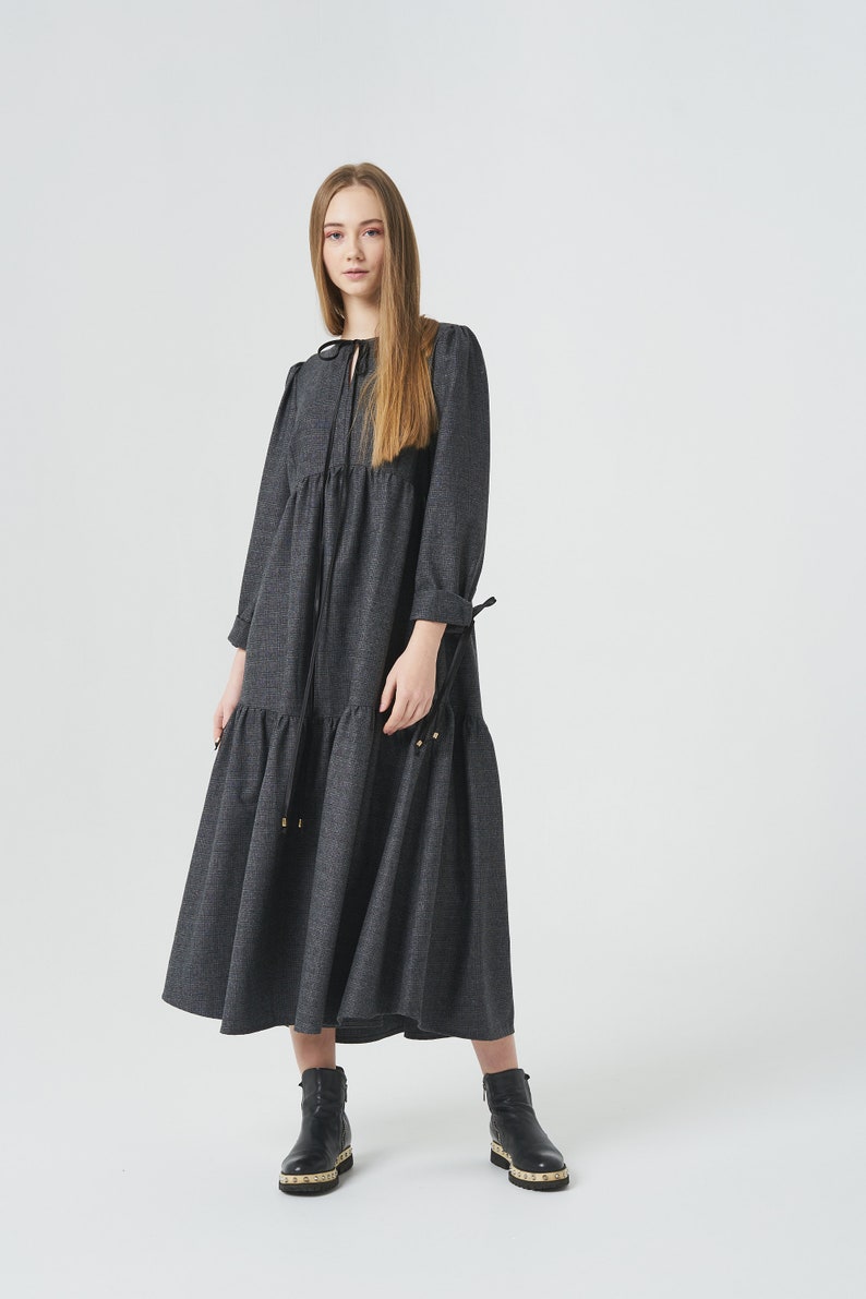 Grey Wool Maxi Dress Loose Dress Winter Dress Wool - Etsy