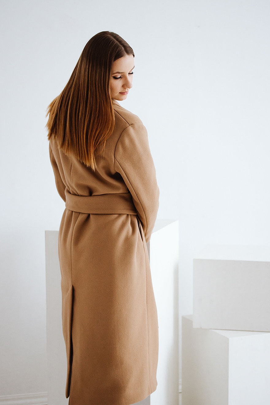 Camel Long Pure Wool Coat for Woman,fit Style Double Camel Long Pure Wool Coat for Woman,fit Style Double