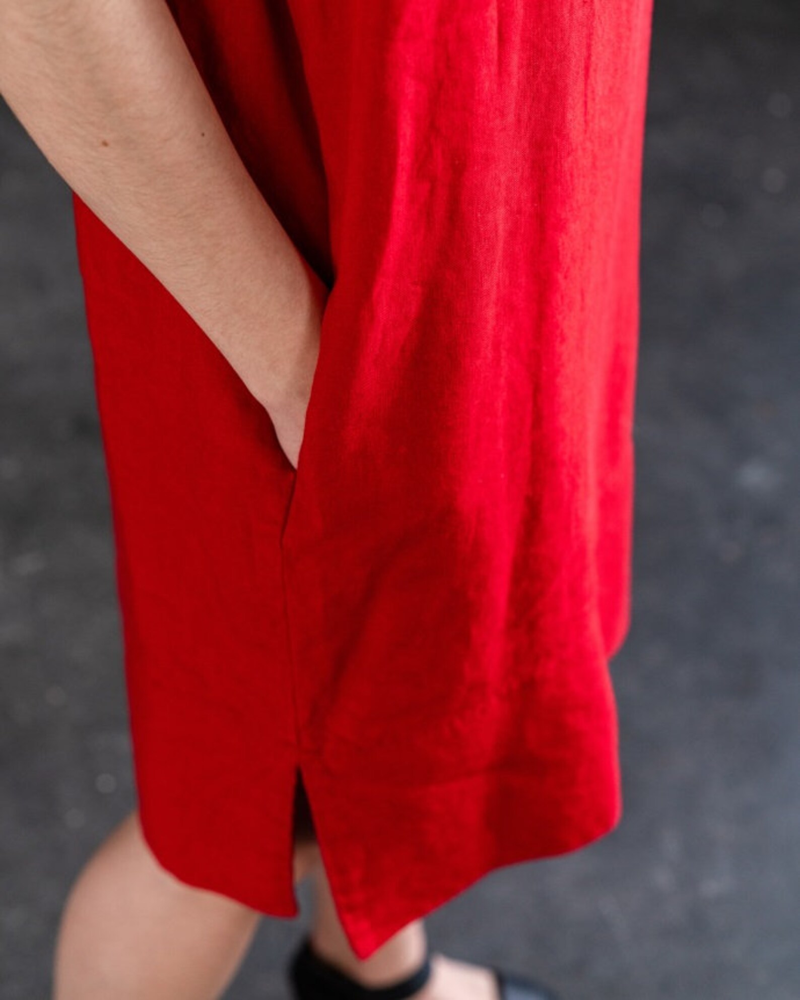 Linen Loose Dress for Women Minimalist Japanese Linen Red Etsy UK