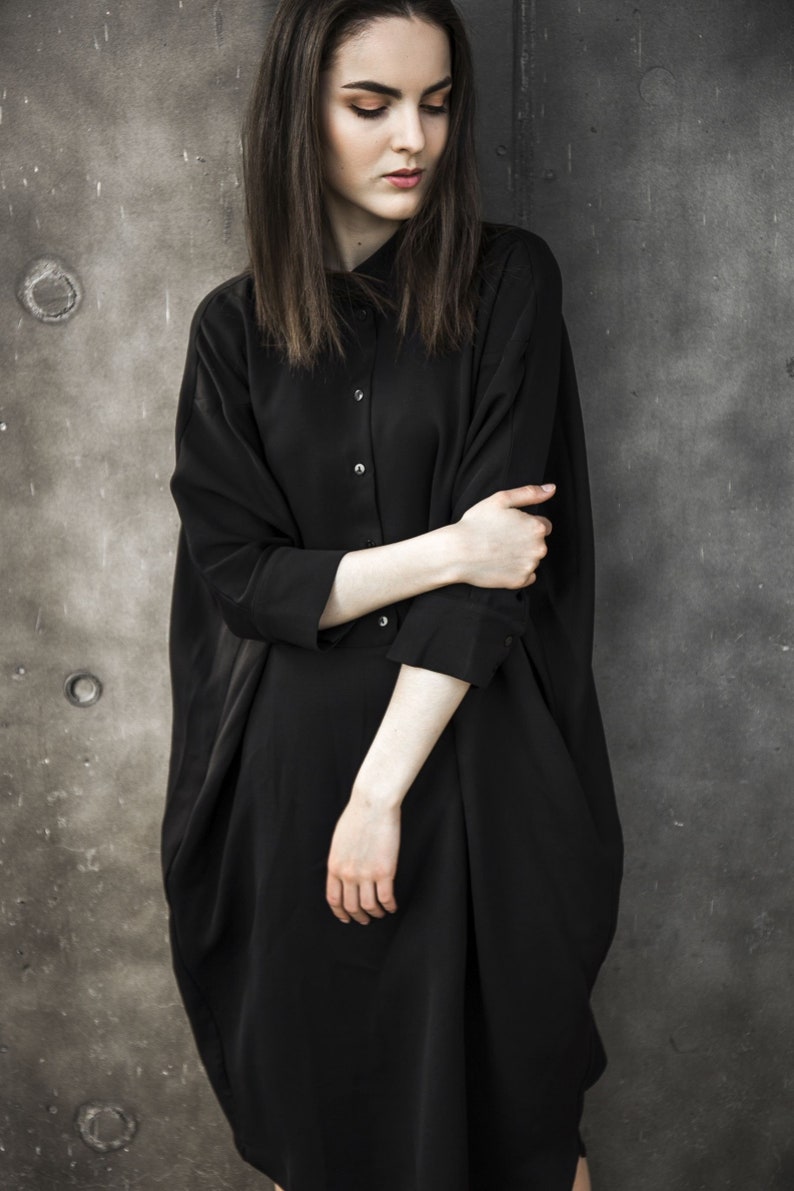 Midi Kimono Style Shirt Dress With Pockets Plus Size Clothing Etsy