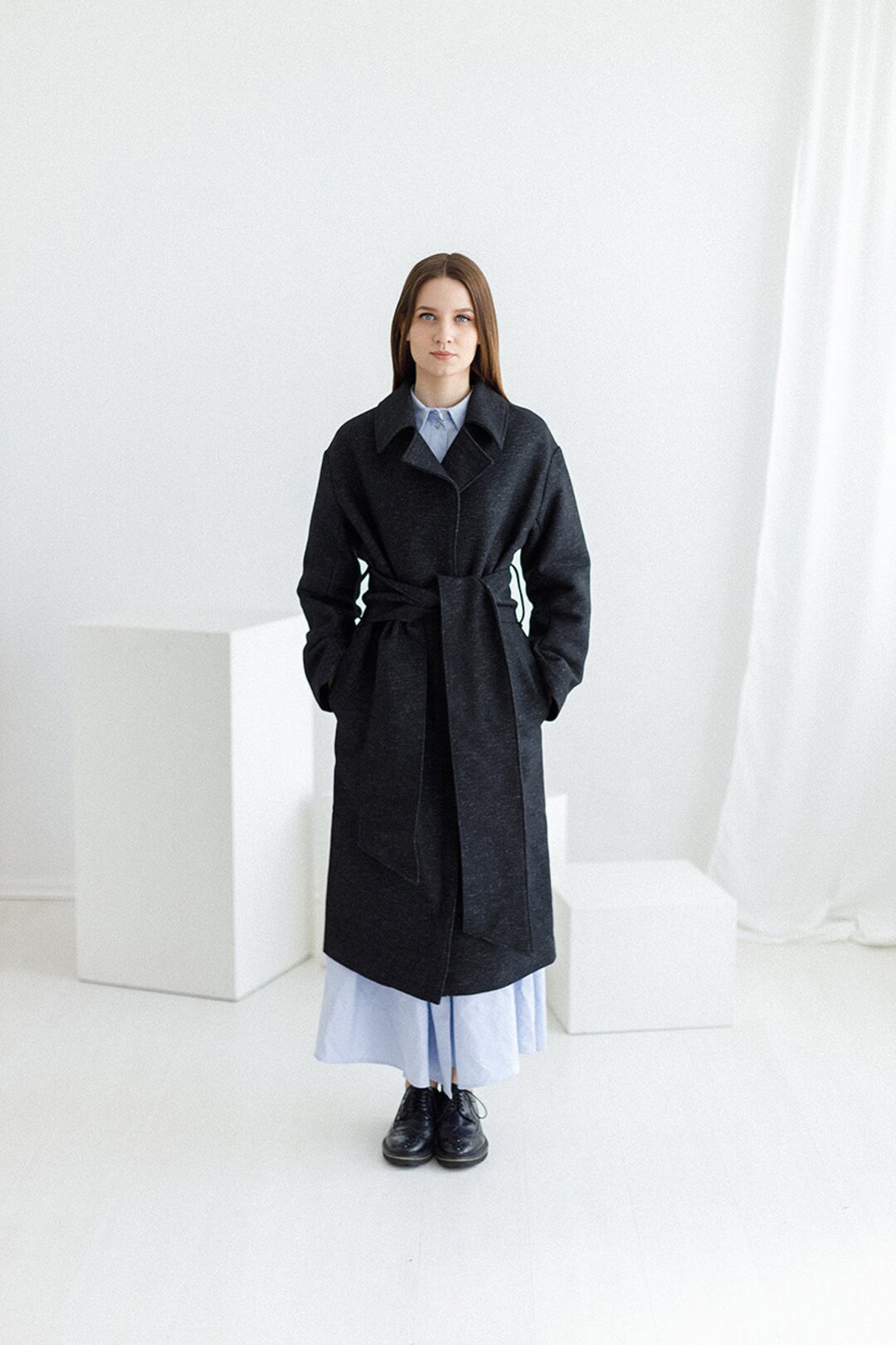 Relaxed Long Belted Coat Trench Overcoat for Women Midi - Etsy