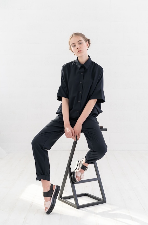 black shirt black pants women