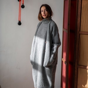 Minimalist merino wool dress with a turtleneck