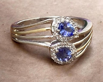 Precioso anillo calado de tanzanita color STS firmado - 10.5