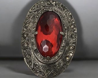 Vintage Ruby Red Glass Clip – For Repurpose or Restore