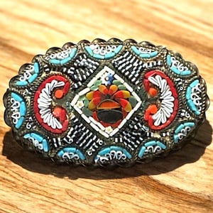 Antique Italian Micro Mosaic Brooch – c. 1920s–40s