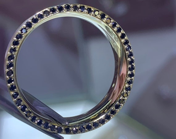 14K Yellow Gold Mens Black Diamond Eternity Band Side Diamonds Wedding Ring Anniversary Band Engagement Ring Wedding Band Rose White Gold