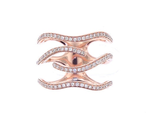 14K Rose Gold Diamond Fashion Band Right Hand Ring Stackable Band Bar Ring Art Deco Design Anniversary Ring Yellow Gold White Gold