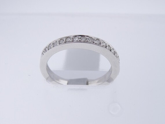 14K White Gold Half Eternity Channel and Prong Set Band Wedding Band Anniversary Band Engagement Band Stackable Band Yellow Gold Rose Gold