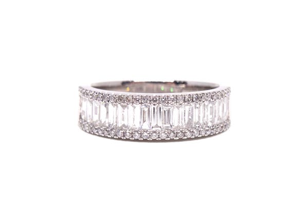 14K White Gold Diamond Baguette Band Wedding Band Anniversary Band Promise Ring Stackable Band Right Hand Ring Yellow Gold Rose Gold Antique