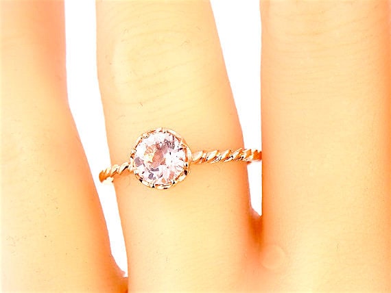 14K Rose Gold Morganite Ring Wedding Ring Engagment Ring Promise Ring Anniversary Ring Infinity Band White Gold Yellow Gold 18K Art Deco