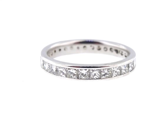 14K White Gold Princess Cut Eternity Diamond Band Anniversary Wedding Band Stackable Band Promise Ring Rose Gold Yellow Gold Platinum 18K