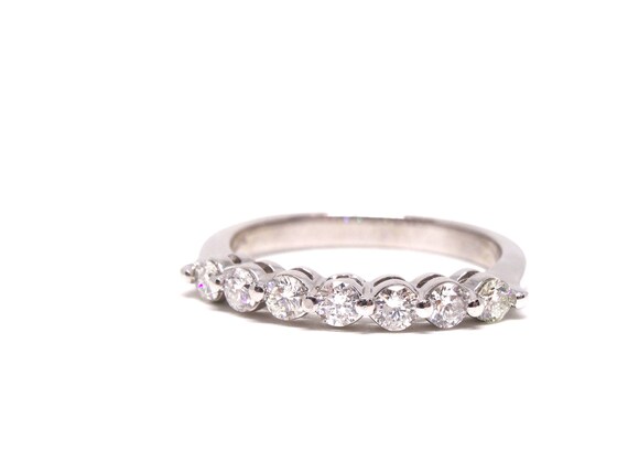 14K White Gold Single Prong Diamond Band Anniversary Band Wedding Band Promise Ring Stackable Band Rose Gold Yellow Gold Platinum 18k
