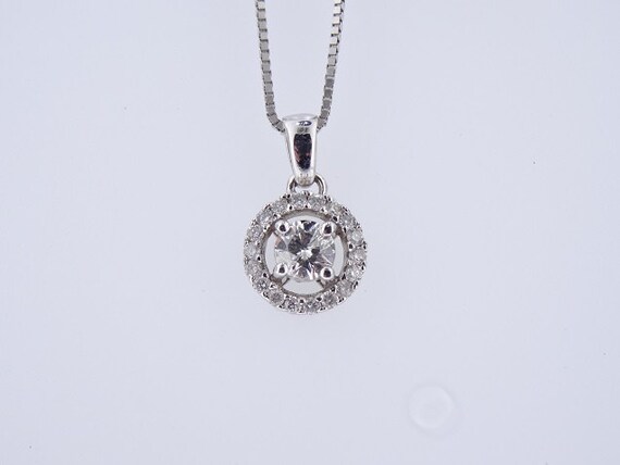 14K White Gold Halo Diamond Solitaire Pendant Antique Pedant Yellow Gold Rose Gold 18K