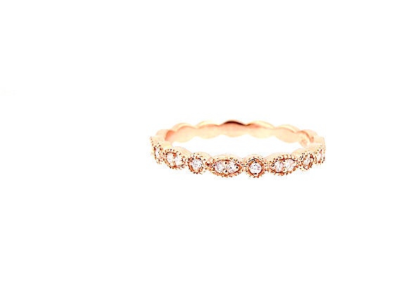14K Rose Gold Art Deco Diamond Band Wedding Band Anniversary Band Antique Band Stackable Band Promise Band Engagement Yellow Gold White Gold