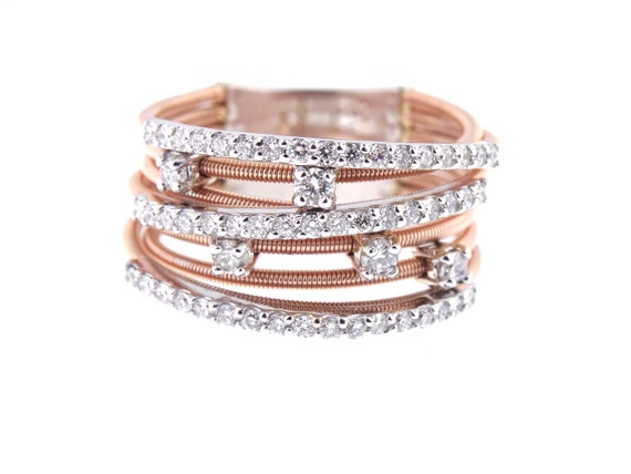 14K Rose Gold Diamond Infinity Band Criss Cross Band Stackable Band Anniversary Band Wedding Band Engagement Band Yellow Gold White Gold 18K