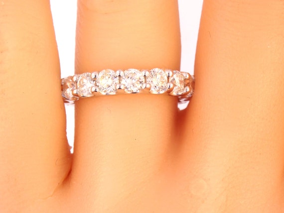 14K White Gold Diamond Prong Set Eternity Band Wedding Band Anniversary Band Stackable Band Art Deco Yellow Gold Rose Gold 18K Platinum