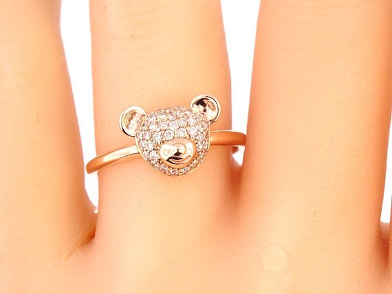 gold teddy bear ring