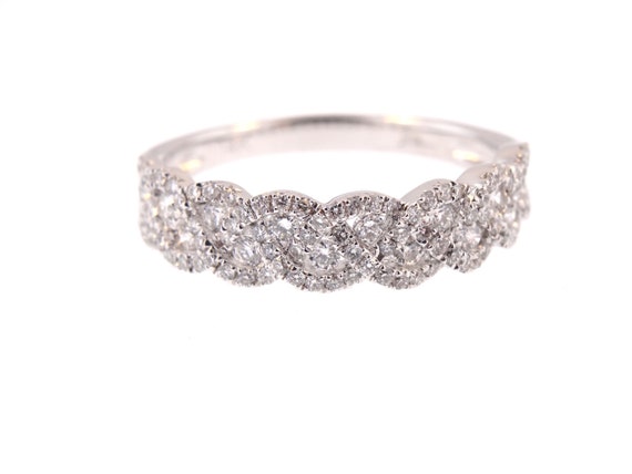 14K White Gold Diamond Infinity Band Criss Cross Band Stackable Band Anniversary Band Wedding Band Engagement Band Yellow Gold Rose Gold