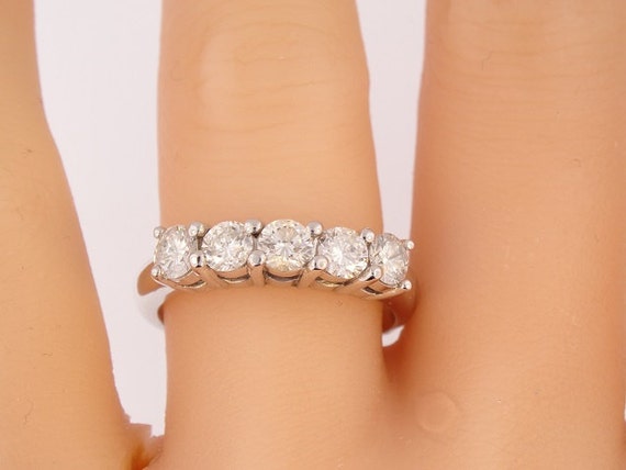 14K White Gold Prong Set Wedding Band Anniversary Band Promise Ring Stackable Band Classic Band Engagement Band Yellow Gold Rose Gold