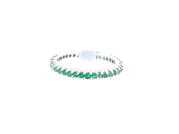 14K Full Eternity Natural Emerald 1.07 Carats Round Band Birthstone Band Stackable Band Anniversary Band Yellow Gold White Gold Platinum