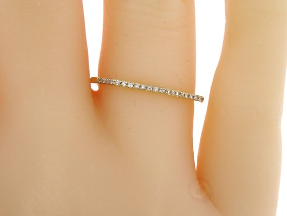 14K Yellow Gold Prong Set Half Eternity Diamond Band Wedding Band Anniversary Band Stackable Band Promise Band Rose Gold White Gold Platinum