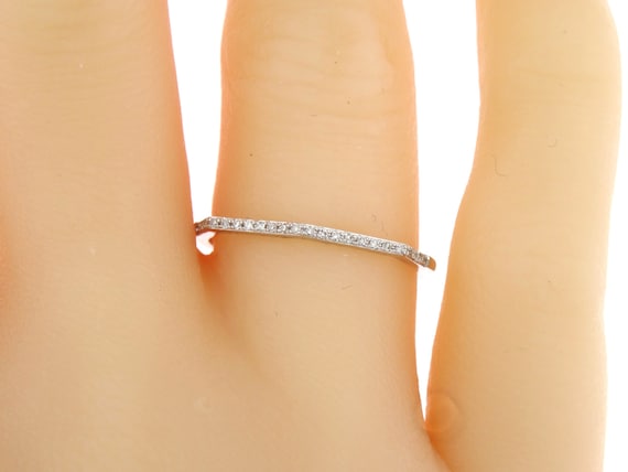14K White Gold Prong Set Half Eternity Diamond Band Wedding Band Anniversary Band Stackable Band Promise Band Rose Gold Yellow Gold Platinum