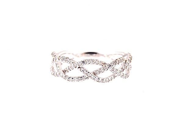 14K White Gold Diamond Infinity Band Criss Cross Band Stackable Band Anniversary Band Wedding Band Engagement Band Yellow Gold Rose Gold
