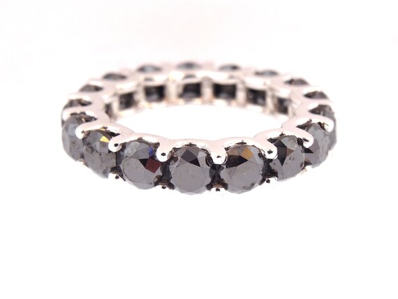 7 Carat White Gold Black Diamond Eternity Band Anniversary Band Wedding Band Stackable Band Antique Band Yellow Gold Rose Gold Art Deco Band