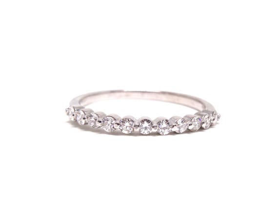 14K White Gold Single Prong Diamond Band Anniversary Band Wedding Band Promise Ring Stackable Band Rose Gold Yellow Gold Platinum 18k