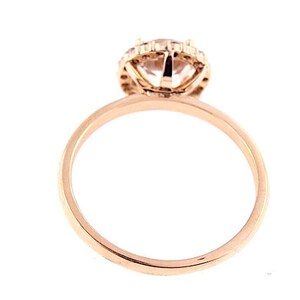 14K Rose Gold Natural Morganite and Diamond Halo Ring Antique | Etsy