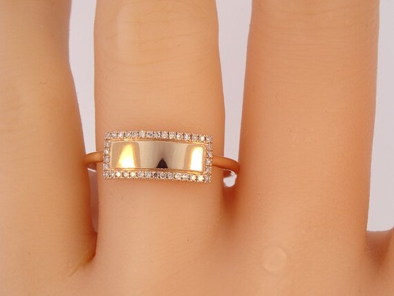 14K Rose Gold Diamond Plate Band Fashion Band Anniversary Band Wedding Band Art Deco 18K Yellow Gold White Gold Stackable Ring Promise Ring