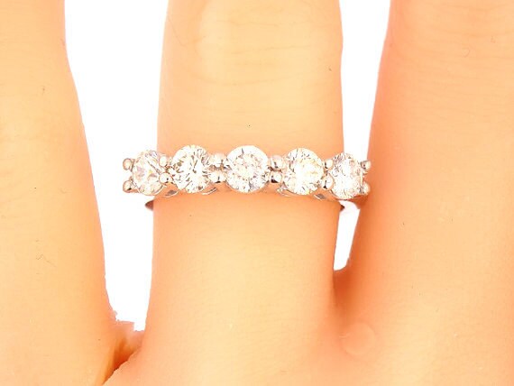 14K White Gold Prong Set Wedding Band Anniversary Band Promise Ring Stackable Band Classic Band Engagement Band Yellow Gold Rose Gold