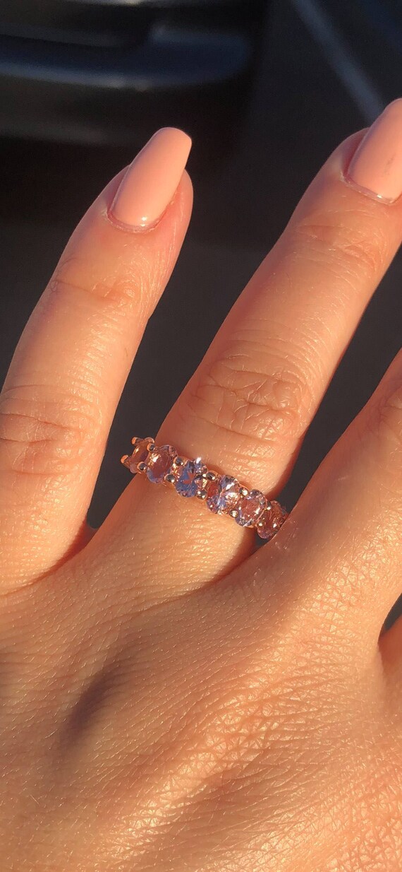 14K Rose Gold Oval Shape Morganite Band U Prong Wedding Band Engagement Ring Promise Ring Anniversary Ring White Gold Yellow Gold Art Deco