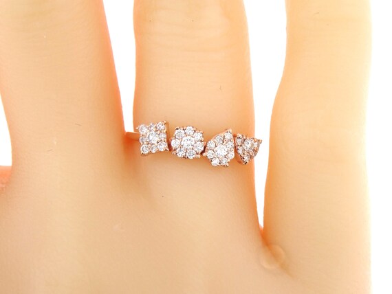 14K Rose Gold Fancy Shapes Wedding Band Anniversary Band Ring Promise Band Stackable Band Yellow Gold White Gold Platinum Antique Band 18K
