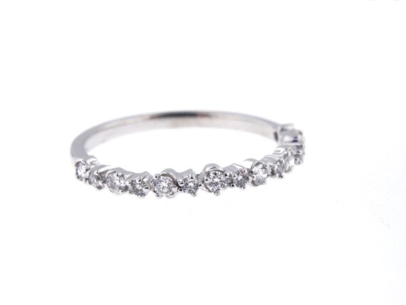 14K White Gold Diamond Band Wedding Band Anniversary Band Engagement Ring Promise Ring Stackable Band Art Deco Antique Yellow Gold Rose Gold