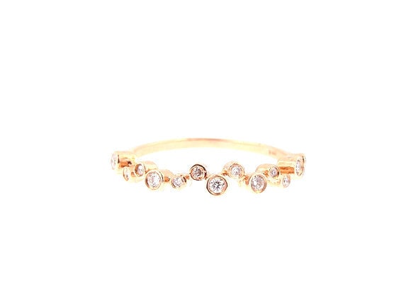14K Rose Gold Diamond Bezel Half Eternity Band Anniversary Band Wedding Band Stackable Band Promise Ring Yellow Gold White Gold Fashion Band