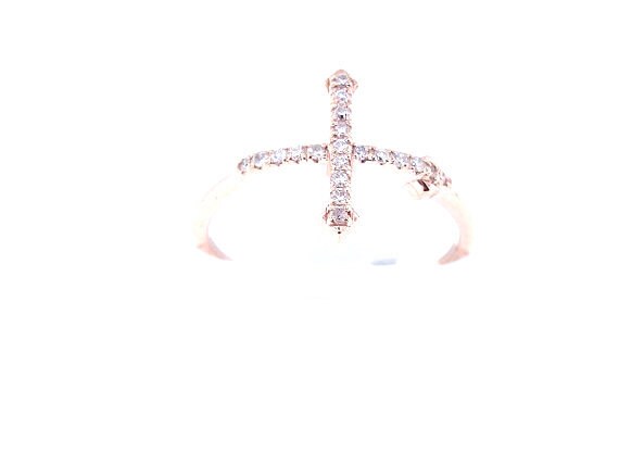 14K Rose Gold Diamond Cross Ring Fashion Band Promise Ring Purity Ring Art Deco Band Antique Band Stackable Band Ring Yellow Gold White Gold