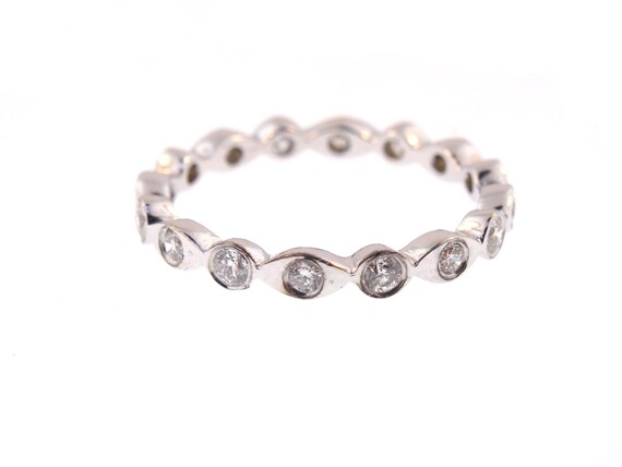 14K White Gold Diamond Eternity Band Anniversary Band Wedding Band Stackable Band Bezel Set Band Promise Band Rose Gold Yellow Gold Platinum