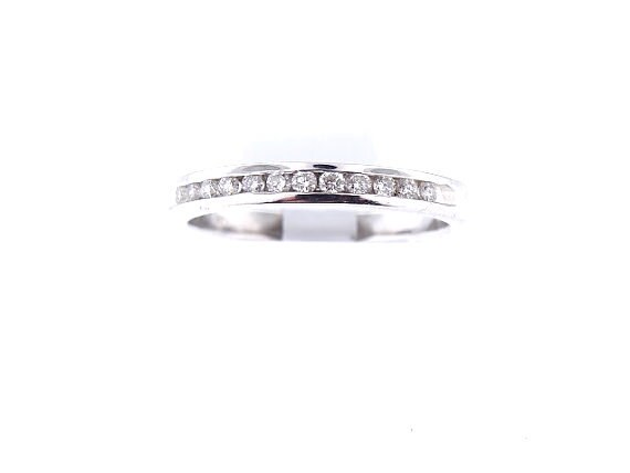 14K White Gold Half Eternity Diamond Channel Set Band Anniversary Band Engagement Band Wedding Band Stackable Band Yellow Gold Rose Gold 18K