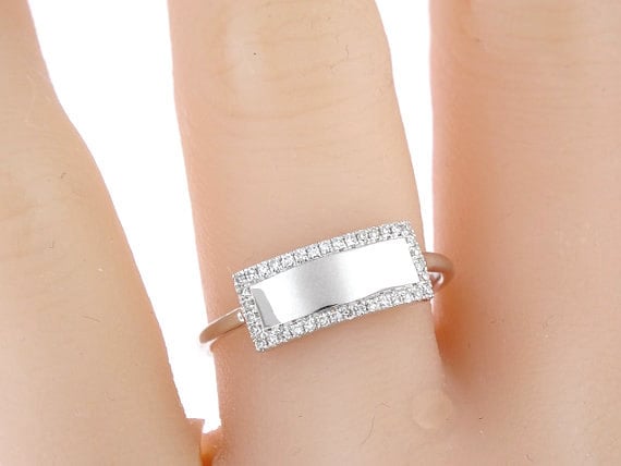 14K White Gold Diamond Plate Band Fashion Band Anniversary Band Wedding Band Yellow Gold Rose Gold Stackable Band Promise Band Platinum