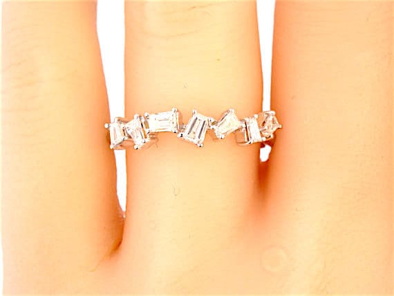 14K Rose Gold Art Deco FULL ETERNITY Diamond Baguette Band Wedding Band Anniversary Band Antique Band Stackable Band Promise Band Rose Gold