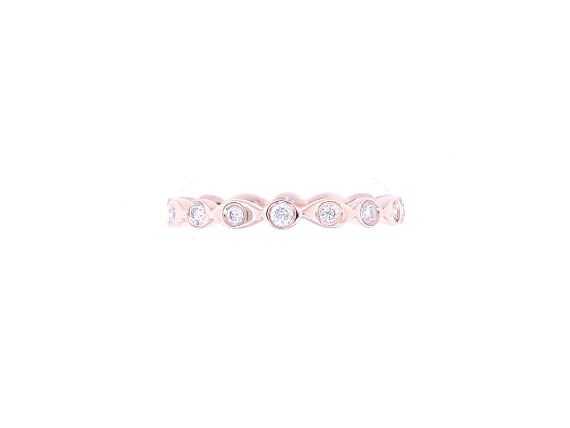 14K Rose Gold Diamond Bezel Set Eternity Band Anniversary Band Wedding Band Art Deco Band Antique Band Yellow Gold White Gold Stackable Band