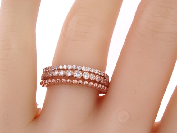 14K Rose Gold Art Deco Diamond Band Wedding Band Anniversary Band Antique Band Stackable Band Promise Band Engagement White Gold Yellow Gold