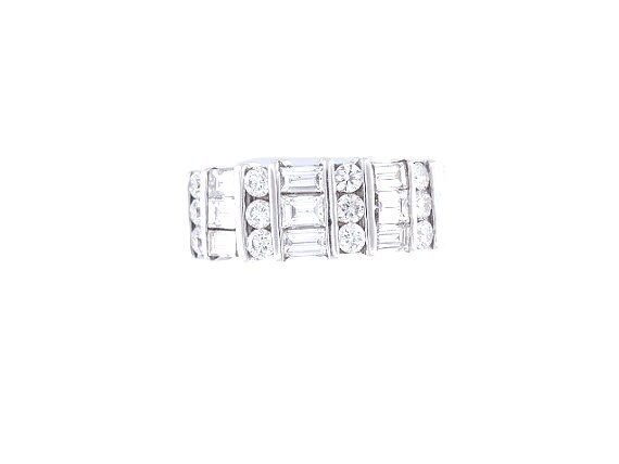 14K White Gold 1.34 Carat Diamond Round and Baguette Band Wedding Band Engagement Band Right Hand Ring Fashion Band Yellow Gold Rose Gold