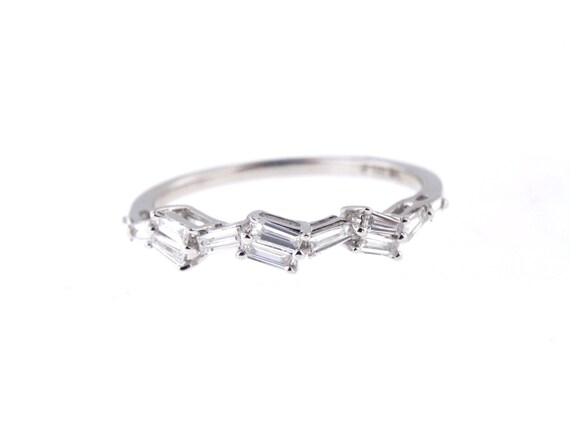 14K White Gold Art Deco Diamond Baguette Band Wedding Band Anniversary Band Antique Band Stackable Band Promise Band Rose Gold White Gold