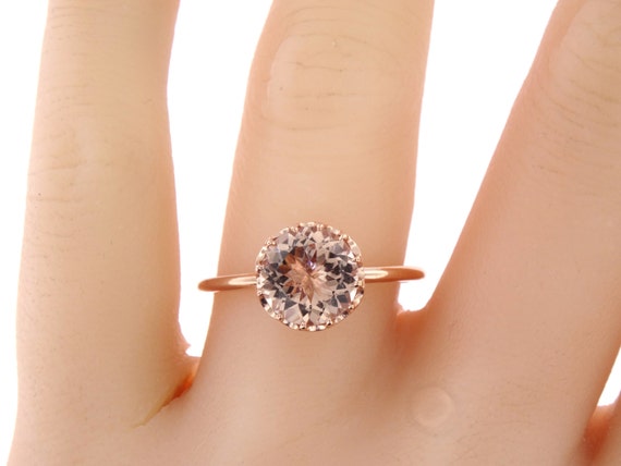 14K Rose Gold Morganite Ring Wedding Ring Engagment Ring Promise Ring Anniversary Ring Infinity Band White Gold Yellow Gold 18K Art Deco