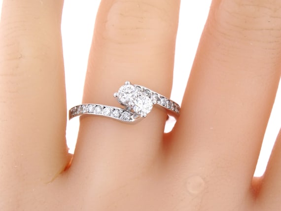 14K White Gold Best Friend Round Diamond Pave Engagement Ring Anniversary Ring Promise Art Deco Ring Antique Ring Yellow Gold Rose Gold 18K
