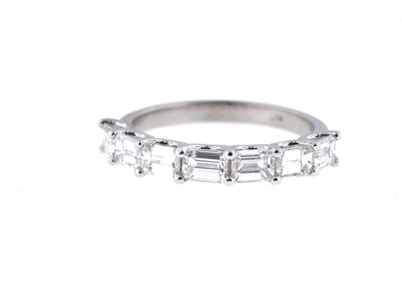 14K White Gold Emerald Cut Diamond 1.40 Carat Anniversary Band Engagement Band Wedding Band Stackable Band Wedding Ring Rose Gold White Gold